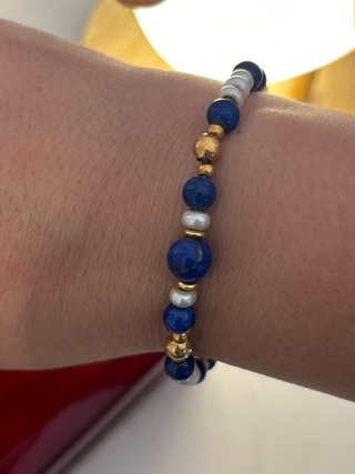 Pulsera de lapislázuli y perlas