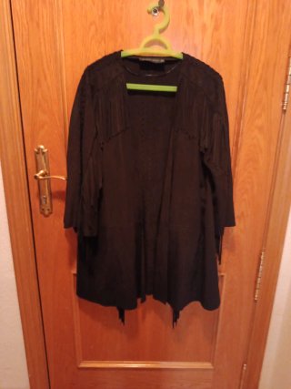 Vestido Negro con Flecos Zara Talla M