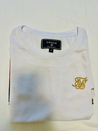 T-shirt SikSilk Uomo S Bianca Floreale
