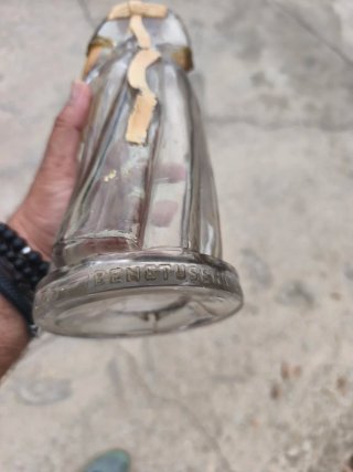 Botella Cristal Antigua Fallera con Abanico