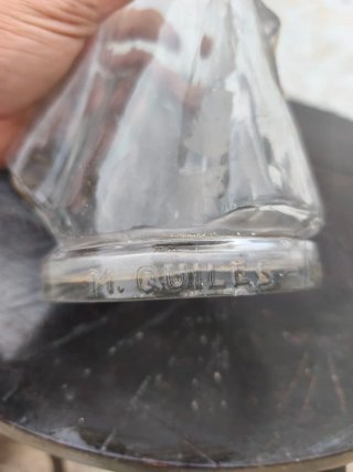 Botella Cristal Antigua Fallera con Abanico