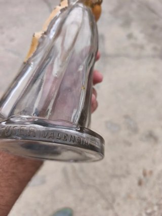 Botella Cristal Antigua Fallera con Abanico