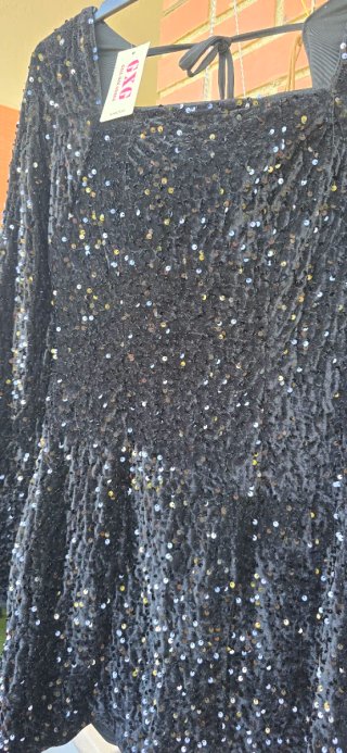 Vestido fiesta lentejuelas negro talla XXL