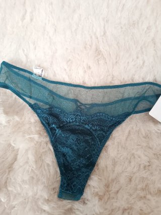 Tanga Selmark encaje verde azulado