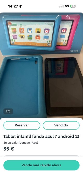 Tablet Android Niños 7 con Funda Rosa y funda azul