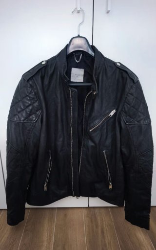 Chaqueta biker de piel negra