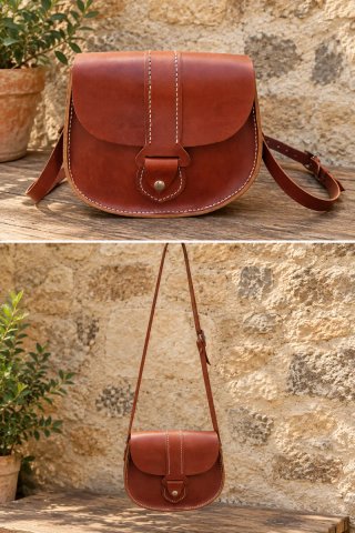 Bolso artesano piel vaca auténtica
