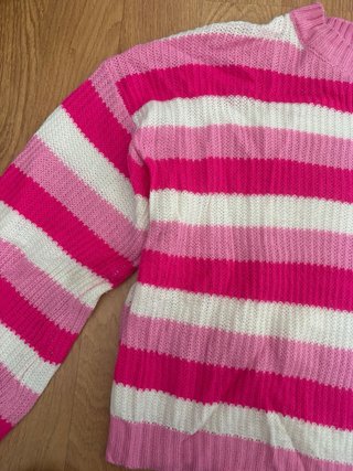 Jersey de punto rayas rosa fucsia blanco