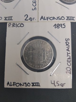 🇵🇷 LOTE 3 MONEDAS ISLA PUERTO RICO ALFONSO XIII