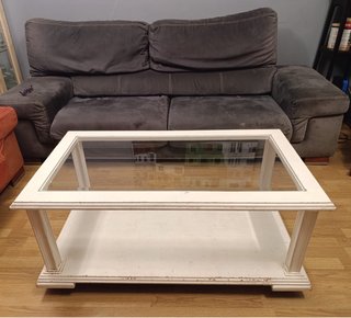 Mesa de Salón de Madera y Cristal