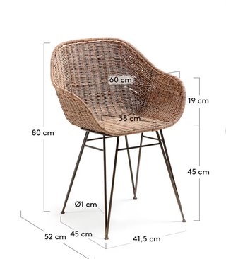 Sedia Chart kave home in rattan e acciaio