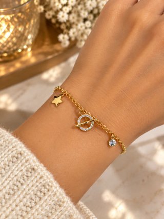 Pulsera Dorada con Abalorios