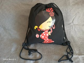 Mochila de Lona Negra con Estampado