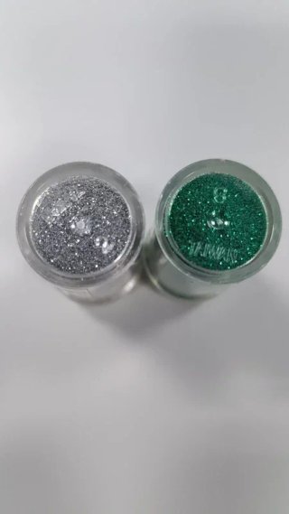 Lote 2 Tarritos Purpurina Plata y Verde 20 ml