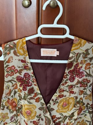 Top de seda vintage Precchio estampado
