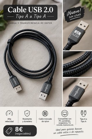 Cable USB 2.0 Tipo A a Tipo A