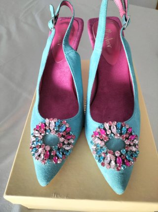 Conjunto de fiesta fúcsia + zapatos + bolso