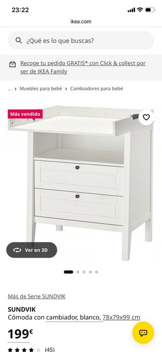 Mueble cambiador blanco con cajones