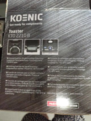Tostadora KOENIC KTO 2210 B Nueva