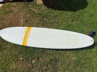 Tabla de surf OLAIAN blanca y amarilla con funda