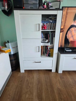 Mueble de Salón Blanco con Estantería