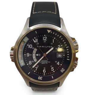 RELOJ AUTOMATICO HAMILTON  KAHKI NAVY GMT H776551 + CORREA ACERO + PAEPLES + CAJA
