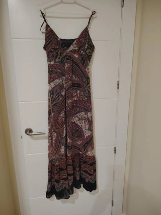 Vestido largo estampado paisley