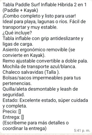 Tabla de Paddle Surf con Accesorios