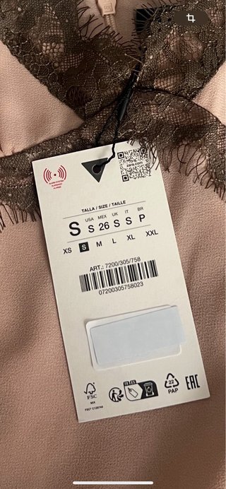 Vestido Zara gasa encaje rosa y marrón
