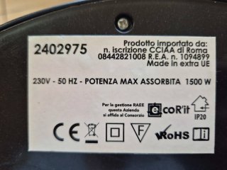 Stufa Elettrica Effetto Camino 1500W