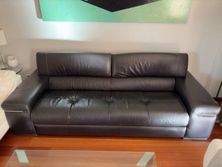 NATUZZI ITALIA "AVAN" CONTEMPORARY LEATHER SOFA