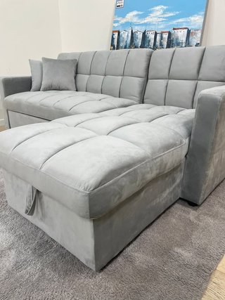 Sofá Cama Chaise Longue Gris 210cm