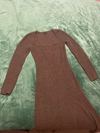 Vestido Massimo Dutti Manga Larga Marrón