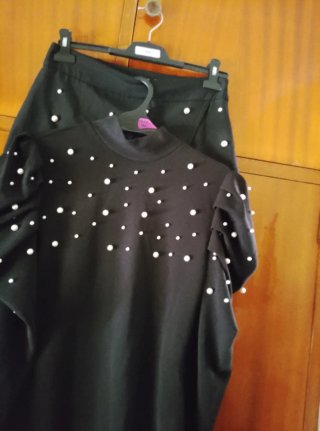 Conjunto Zara Negro con Perlas