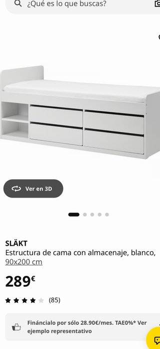 Cama Ikea Släkt 90x200 con almacenaje
