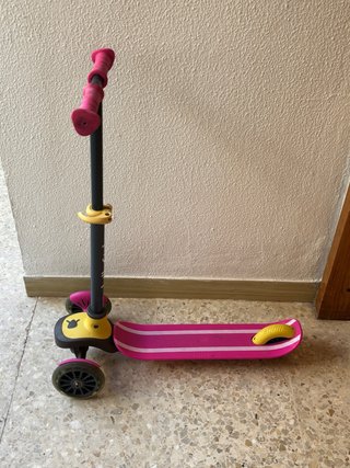 Patinete infantil 3 ruedas rosa y amarillo