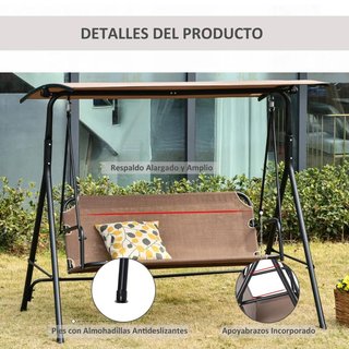 Columpio Jardín 2 Plazas con Techo Ajustable Tara