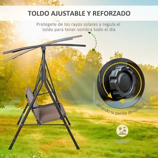 Columpio Jardín 2 Plazas con Techo Ajustable Tara