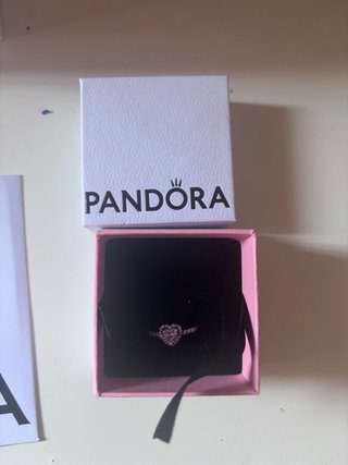 Anillo Pandora Corazón Rosa Plata