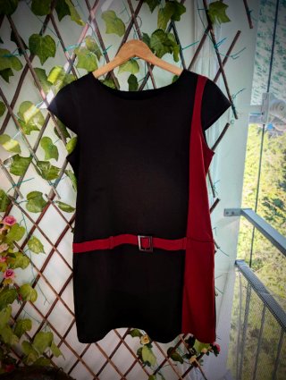 Vestido Retro Vintage marrón y Rojo