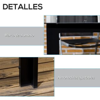 Mesa Jardín Aluminio Cristal 150x90cm Negra