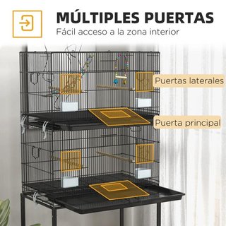 Pajarera Doble Apilable 164cm con Ruedas Negra