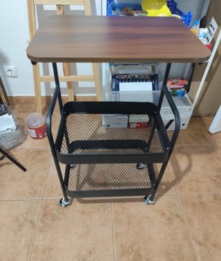 Carrito Auxiliar con Ruedas Marrón y Negro