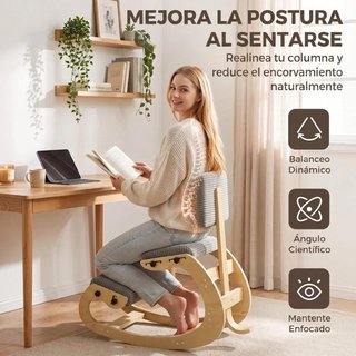 Silla de Rodillas Ergonómica Respaldo Pana Gris