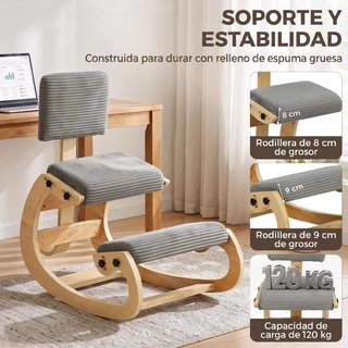 Silla de Rodillas Ergonómica Respaldo Pana Gris