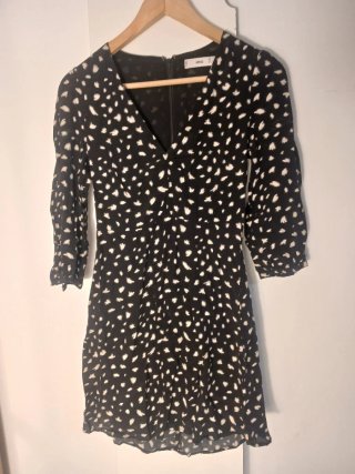 Vestido Corto Mango Negro y Blanco XS