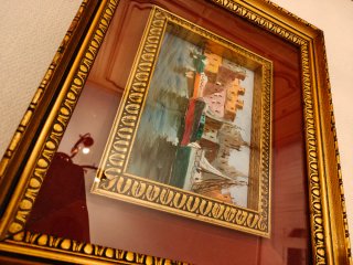 Dipinto vintage Scorcio di porto splendida cornice