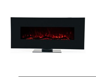 Chimenea Eléctrica con efecto llama de 2000 W Kekai Kentucky 128x26x61 cm con Simulación de Fuego para Suelo/Pared Negra