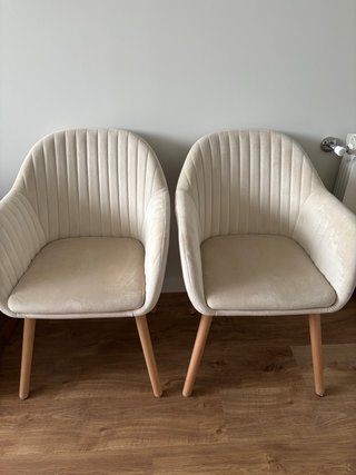 Conjunto de 2 cadeiras de jantar, branco creme