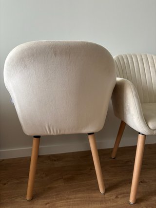 Conjunto de 2 cadeiras de jantar, branco creme